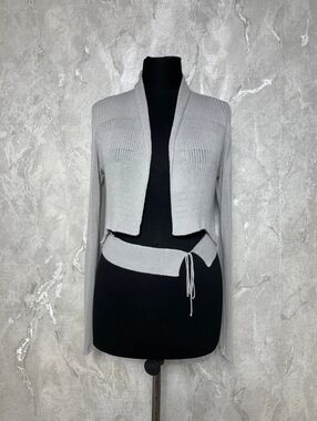 Sarah Pacini Avant Garde Grey Open Knit Cardigan — One Size (S,M)